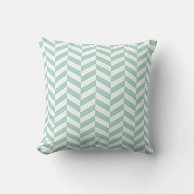 Coussin Carreau en arête de poisson vert en bon état (Recto)