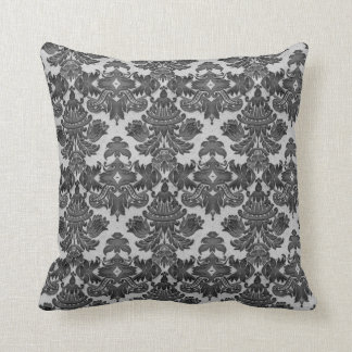 Coussin Carreau en damassé noire et grise