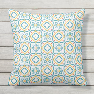 Coussin Carreau espagnol Méditerranéen Bleu Jaune Orange E