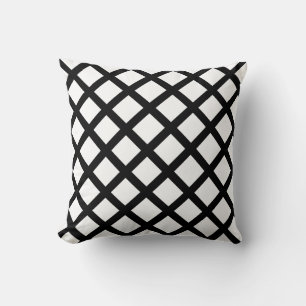 Coussin Carreau fait sur commande blanc de noir rayé de