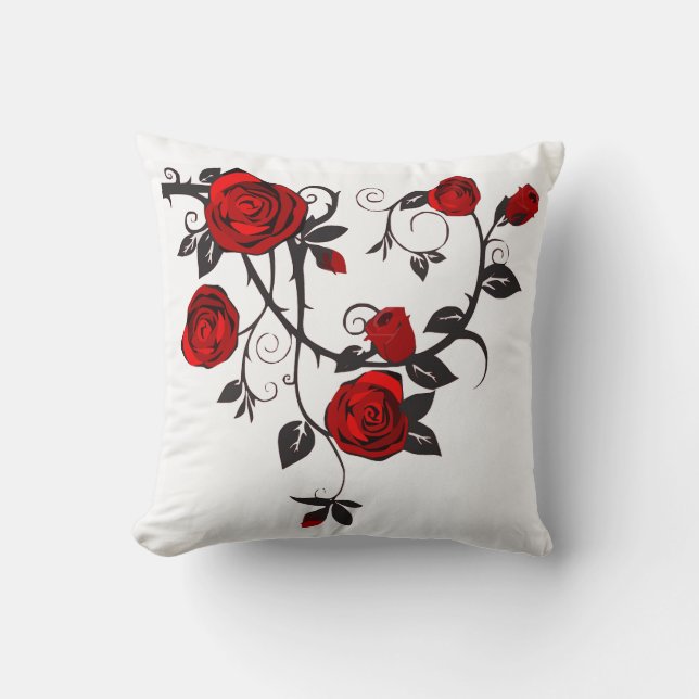 Coussin Carreau fait sur commande de phare de roses rouges (Recto)