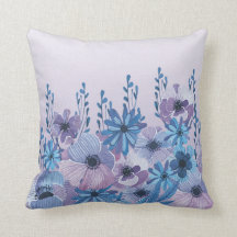 Carreau floral d'aquarelle bleue et pourpre