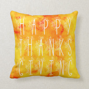 Coussin Carreau floral d'aquarelle de bon thanksgiving