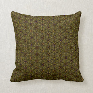 Coussin Carreau floral de brun et de vert