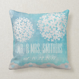 Coussin Carreau floral de jour du mariage fait sur