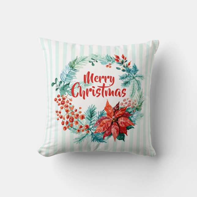 Coussin Carreau floral de la guirlande | de Noël élégant (Recto)