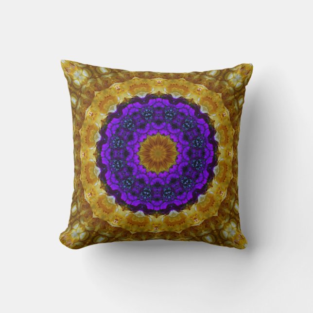 Coussin Carreau floral de mandala d'art (Recto)