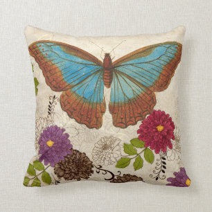 Coussin Carreau floral de papillon de fleur de nature