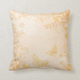 Coussin Carreau floral de papillon de pêche