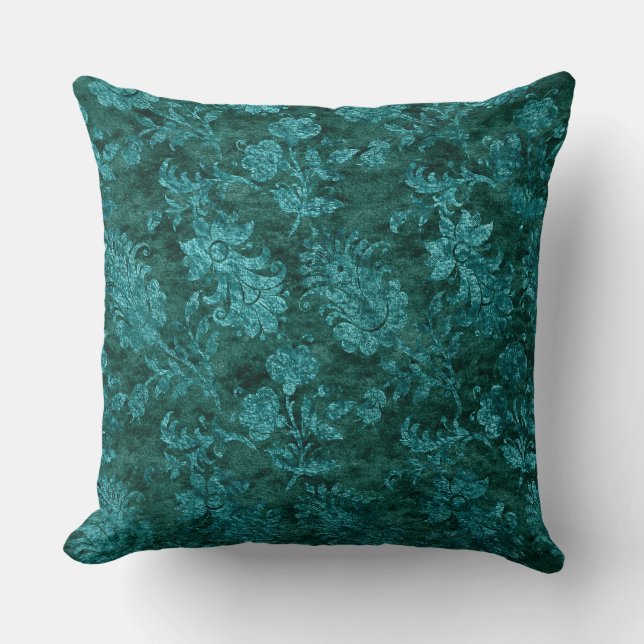 Coussin Carreau floral écrasé de Teal de texture de (Recto)