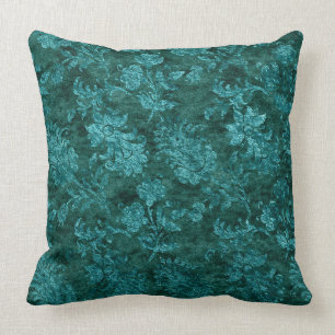 Coussin Carreau floral écrasé de Teal de texture de