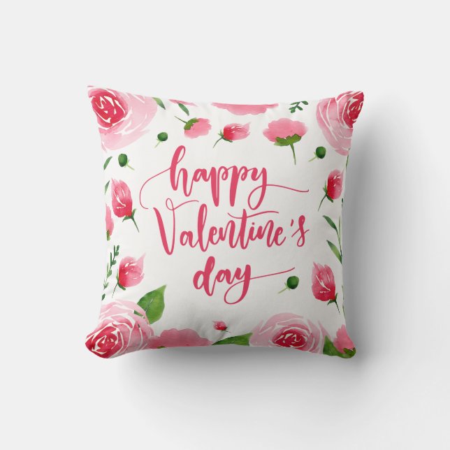Coussin Carreau floral élégant de heureuse Sainte-Valentin (Recto)