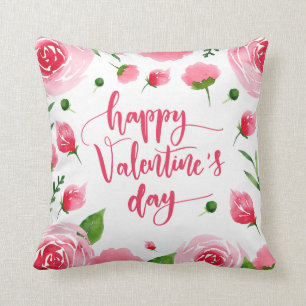 Coussin Carreau floral élégant de heureuse Sainte-Valentin