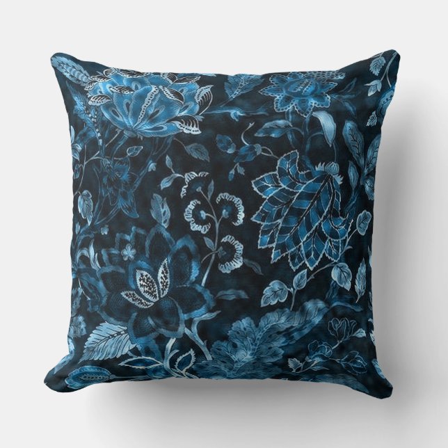Coussin Carreau floral vintage turquoise de miroitement (Recto)