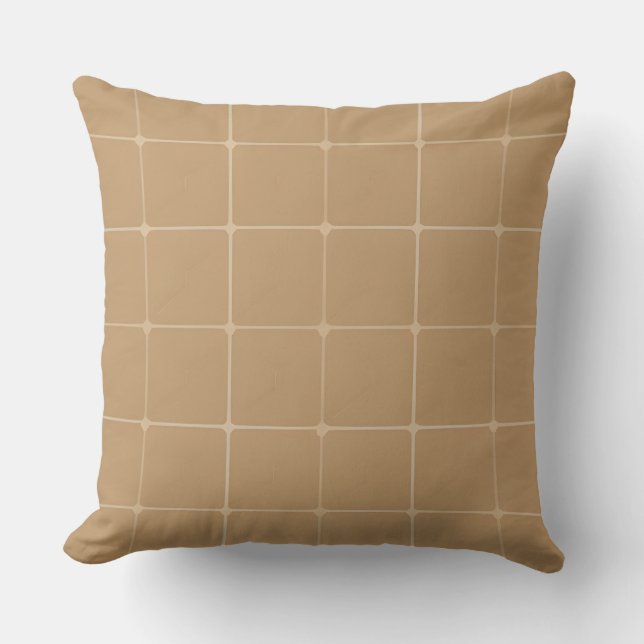 Coussin Carreau géométrique beige Motif moderne Décoration (Recto)