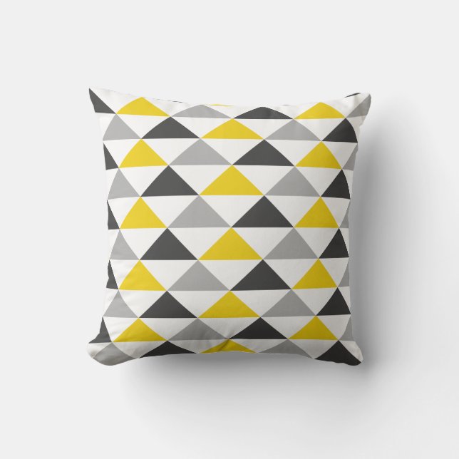 Coussin Carreau géométrique jaune et gris de motif (Recto)