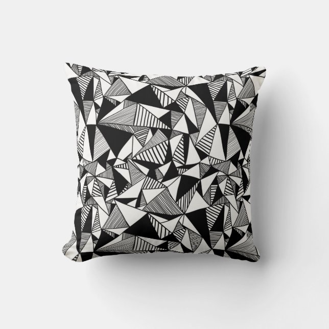 Coussin Carreau géométrique noir et blanc (Recto)
