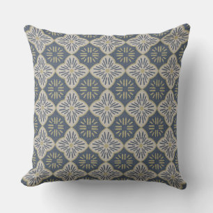 Coussin Carreau graphique casablanca en motif denim et or
