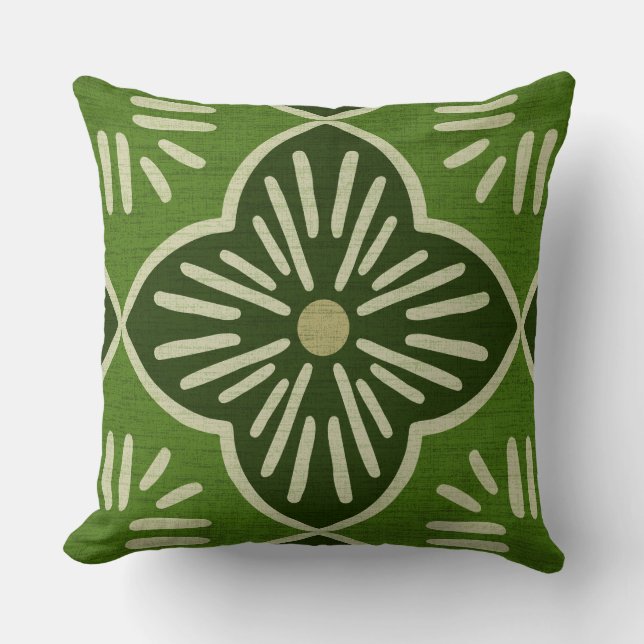 Coussin Carreau graphique Casablanca en motif vert (Recto)