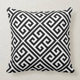 Coussin Carreau grec de motif principal dans noir et le