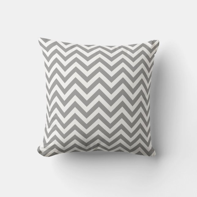 Coussin Carreau gris de motif de zigzag de chevron (Recto)
