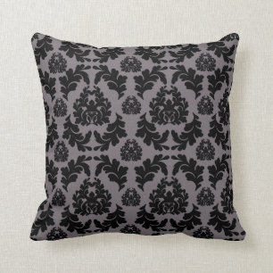 Coussin Carreau gris et noir moderne chic de damassé