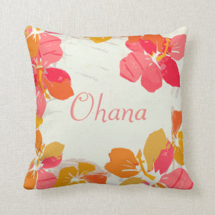 Coussin Carreau hawaïen de ketmie de famille d'Ohana