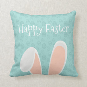 Coussin Carreau heureux mignon des oreilles de lapin de