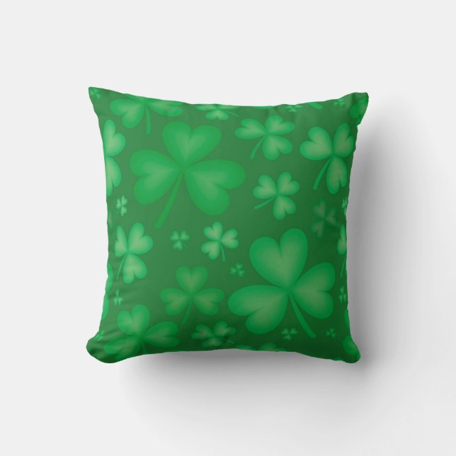 Coussin Carreau irlandais vert de shamrock (Recto)