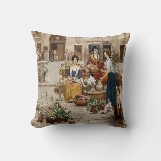 Coussin Carreau italien de l'Italie du marché de fleur en (Recto)