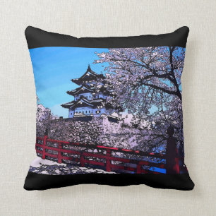Coussin Carreau japonais d'aquarelle de fleurs de cerisier