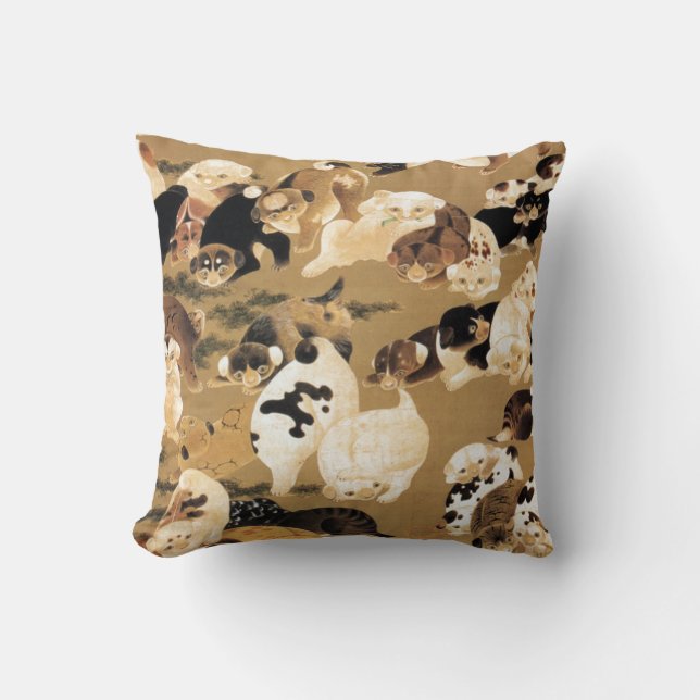 Coussin Carreau japonais de chiots (Recto)