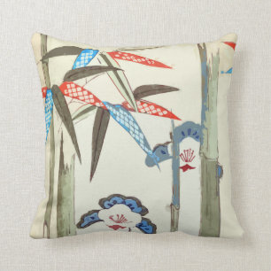 Coussin Carreau japonais vintage de bambou d'illustration