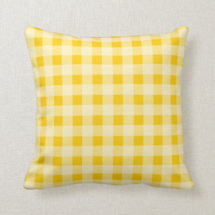 Coussin Carreau jaune de motif de plaid de contrôle de