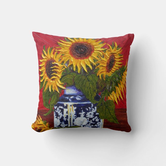 Coussin Carreau jaune de tournesols (Recto)