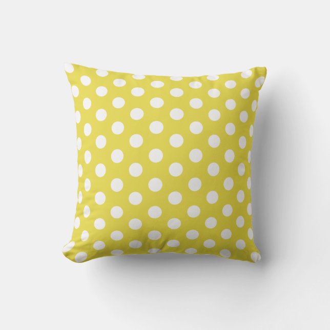 Coussin Carreau jaune et blanc de Polkadot (Recto)