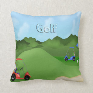 Coussin Carreau jouant au golf