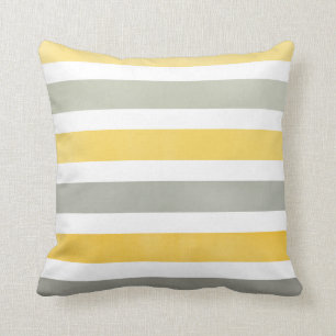 Coussin Carreau large jaune et gris audacieux de rayures
