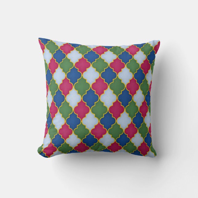Coussin Carreau Marocain Bleu (Recto)
