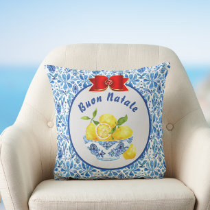 Coussin Carreau méditerranéen au citron Buon Natale Nœud b