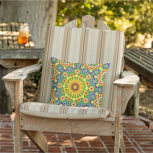 Coussin Carreau méditerranéen esthétique bohème (Chaise)
