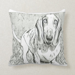 Coussin Carreau mignon de Basset Hound