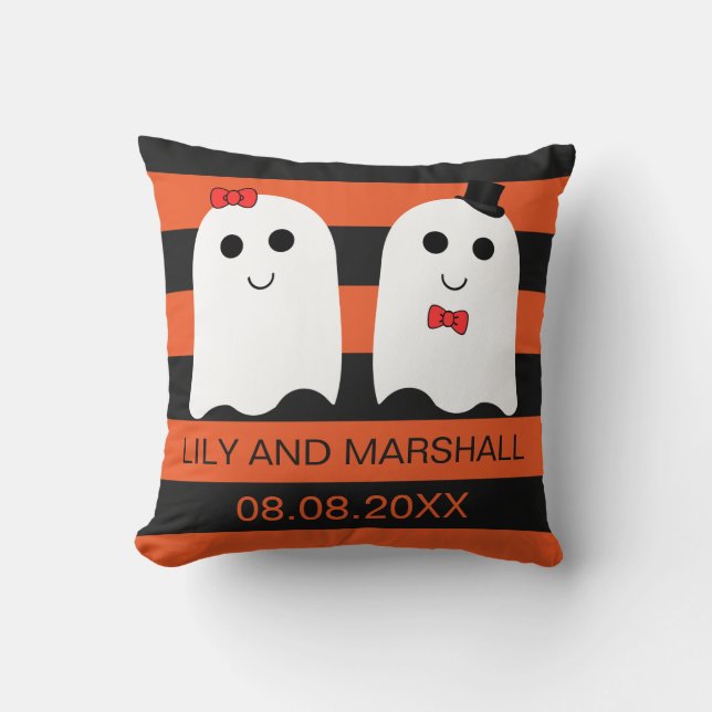 Coussin Carreau mignon de cadeau de mariage de Halloween (Recto)