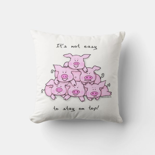 Coussin Carreau mignon de citation drôle de porc (Recto)
