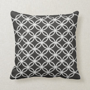 Coussin Carreau modelé gris-foncé de cercles géométriq