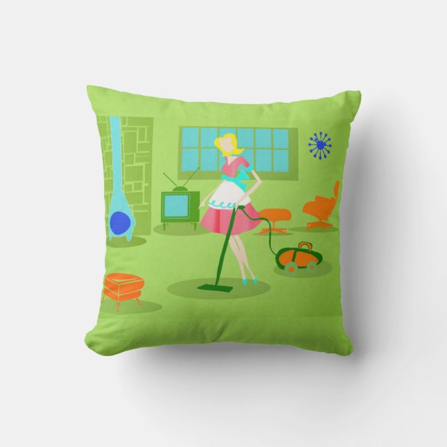 Coussin Carreau moderne de femme au foyer de la moitié du (Recto)