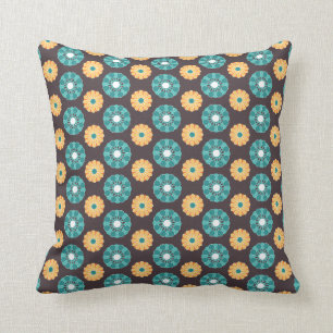 Coussin Carreau - motif floral moderne (Teal et or)