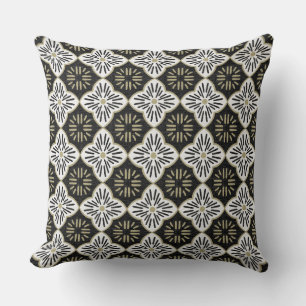 Coussin Carreau motif graphique casablanca en noir et blan