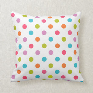 Coussin Carreau multicolore blanc de point de polka