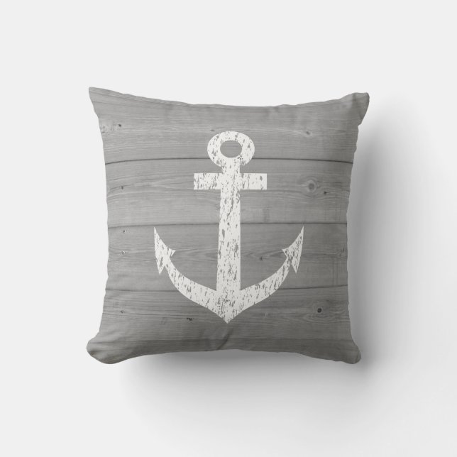 Coussin Carreau nautique de panneaux d'ancre et en bois de (Recto)